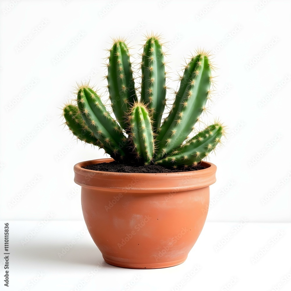 Cactus in a pot over white background Cactus in a pot over white background