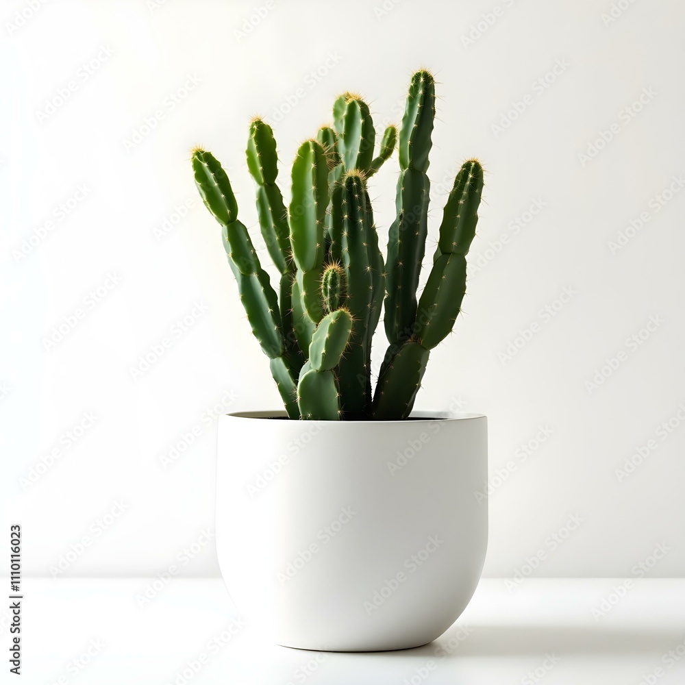 Cactus in a pot over white background Cactus in a pot over white background