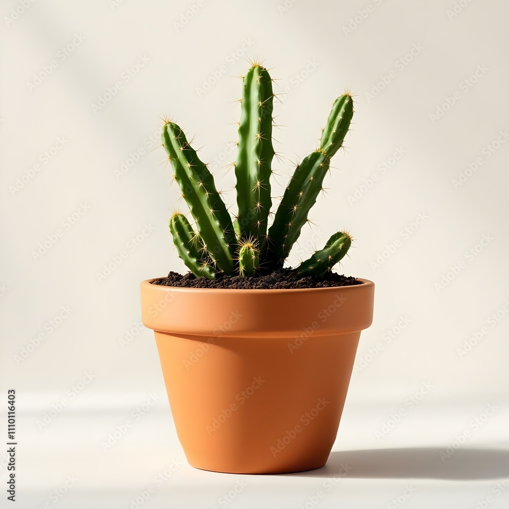 Cactus in a pot over white background Cactus in a pot over white background