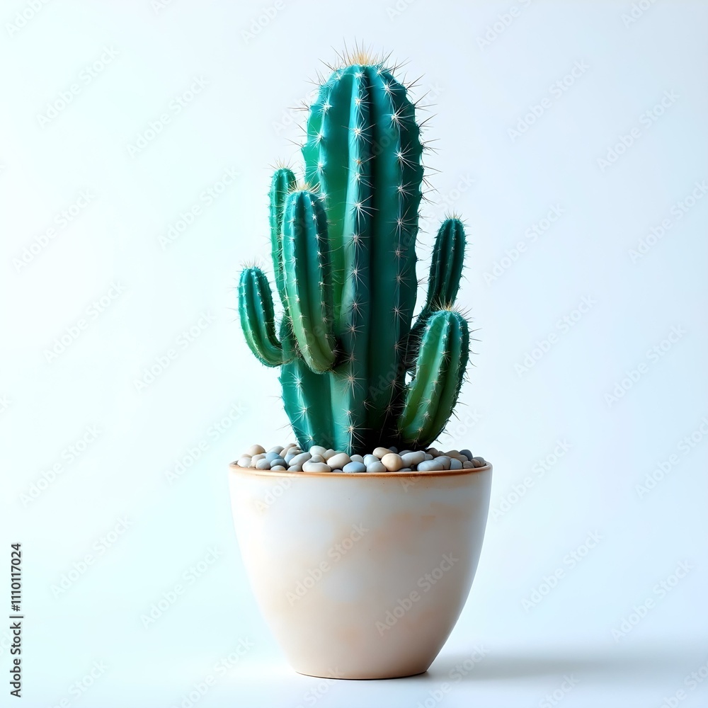 Cactus in a pot over white background Cactus in a pot over white background