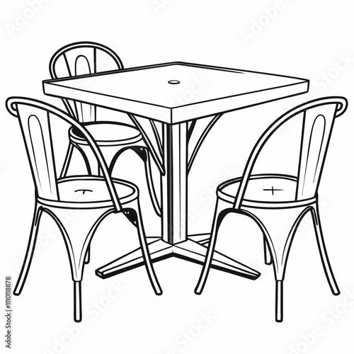 Wooden tables and metal chairs await diners in an empty cafe interior