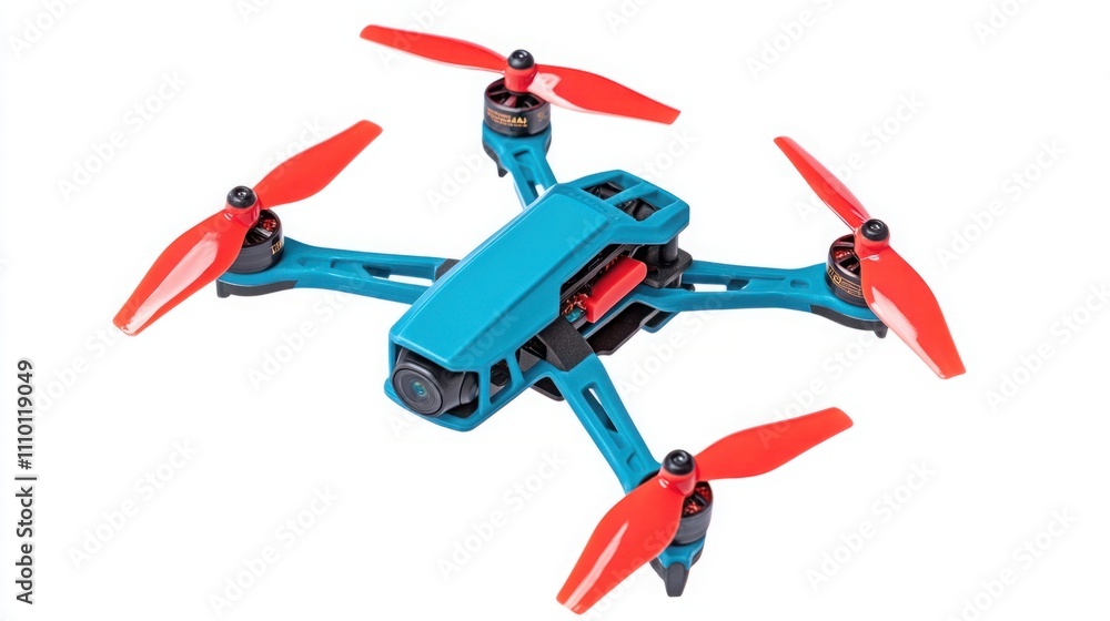 Brightly Colored Mini Drone with Red Propellers and Advanced Camera Technology for Capturing Stunning Aerial Footage Brightly Colored Mini Drone with Red Propellers and Advanced Camera Technology for Capturing Stunning Aerial Footage