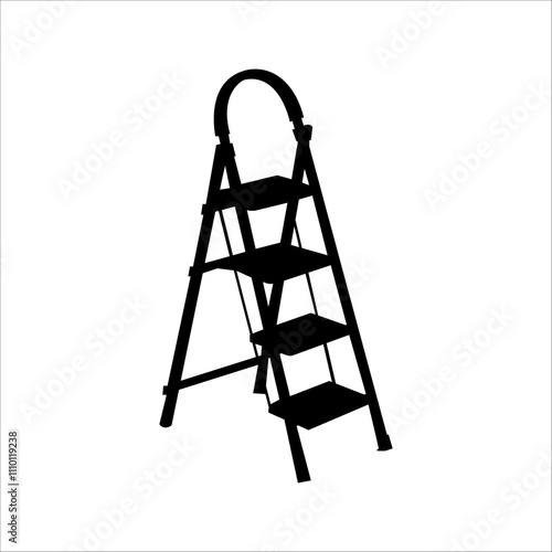 Line metal ladder icon outline vector. Wood step. Stair up