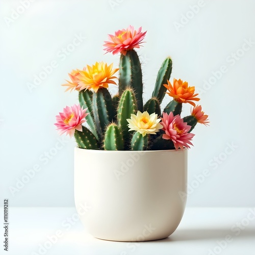 Cactus in a flowerpot on a white background