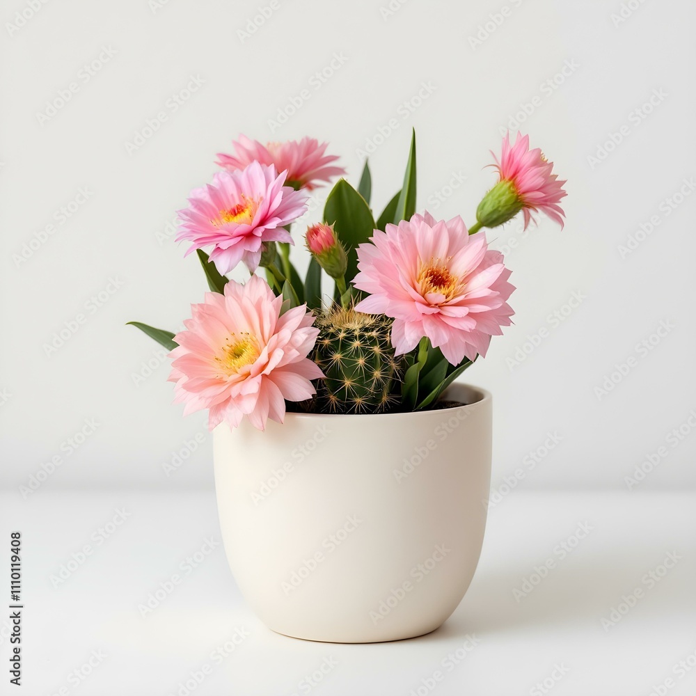 Cactus in a flowerpot on a white background Cactus in a flowerpot on a white background