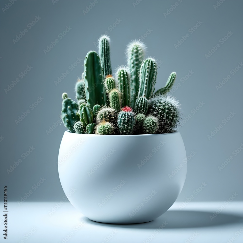 Cactus in a flowerpot on a white background Cactus in a flowerpot on a white background