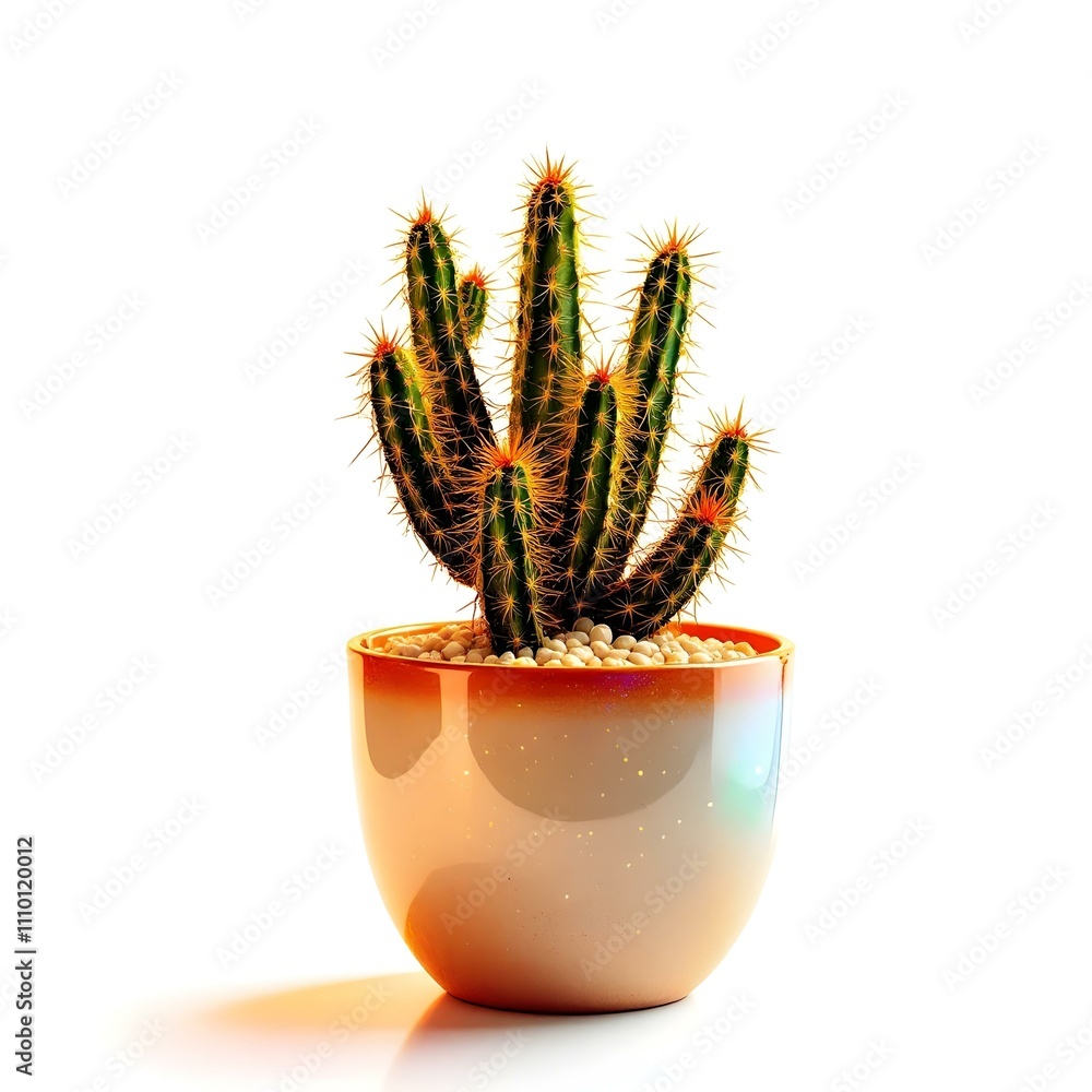 Cactus in a flowerpot on a white background Cactus in a flowerpot on a white background
