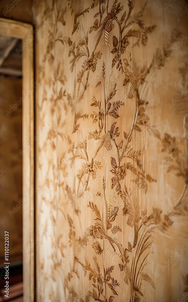 Old beige wallpaper for texture or background