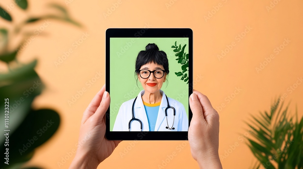 Caregiver Assists Senior with Telehealth Tablet for Digital Healthcare Caregiver Assists Senior with Telehealth Tablet for Digital Healthcare