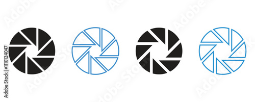 Camera shutter icons vector, camera lens diaphragm, diaphragm icon vector set isolated on white background.