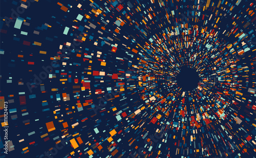 Big data visualization. Social network, financial analysis of complex databases. Data mining. Vector technology background. Information analytics concept.