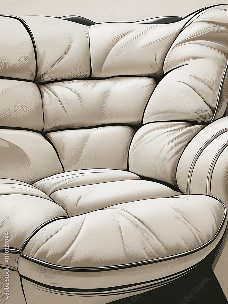 Fototapeta premium Illustration of white leather upholstery