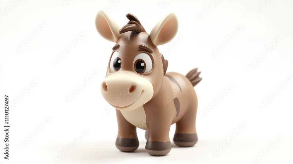 Obraz premium cute 3d cartoon donkey isolated on white