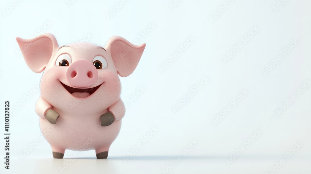 cute 3d cartoon pig isolated on white cute 3d cartoon pig isolated on white