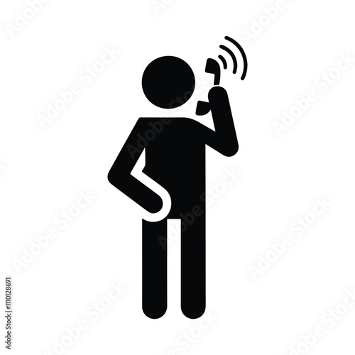 man calling phone icon, isolated on transparent background