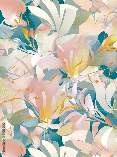 Seamless light colours floral abstract wallpaper pattern background