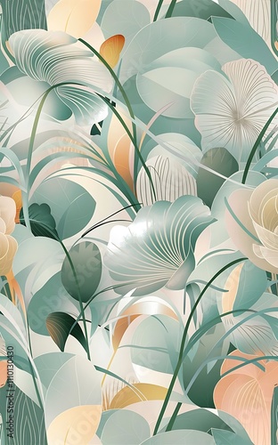 Seamless light colours floral abstract wallpaper pattern background