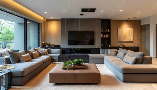 Wallpaper Mural Modern living room design urban apartment interior photography contemporary environment wide-angle view minimalist aesthetic for home inspiration Torontodigital.ca