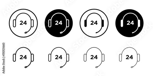 24 hrs support or service icon Symbol mark in filled style