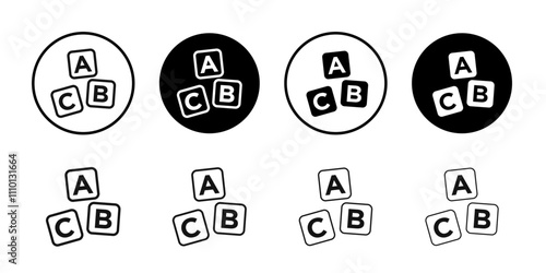 A B C cubes icon Symbol mark in filled style