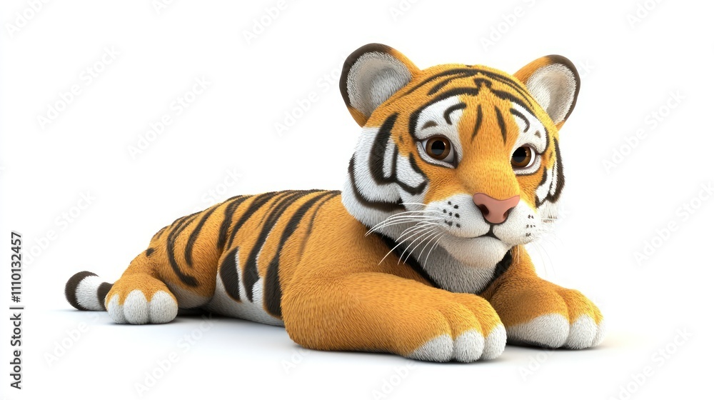 Obraz premium cute 3d cartoon tiger isolated on white
