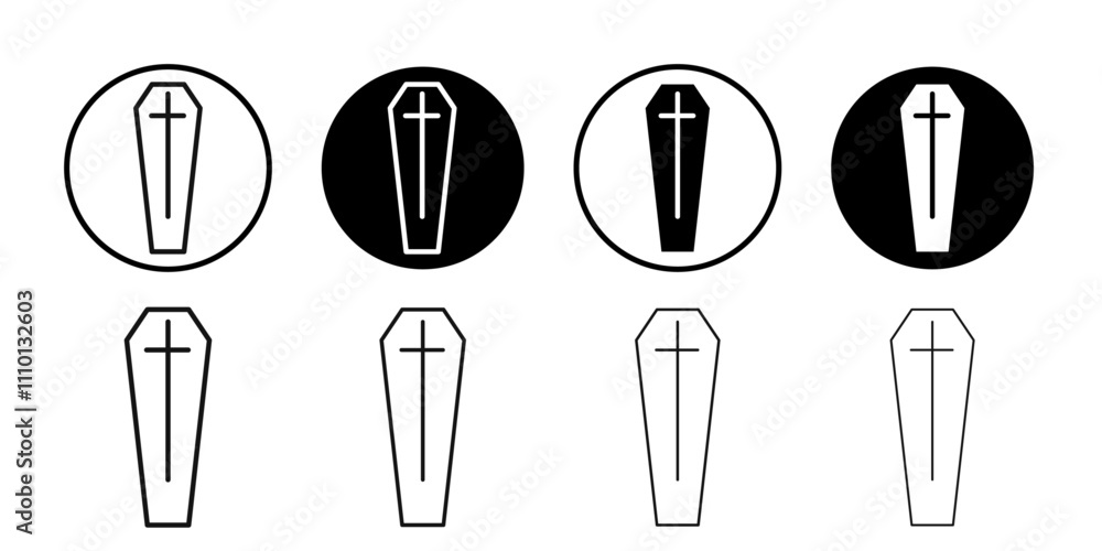 Coffin with christian cross icon Symbol mark in filled style Coffin with christian cross icon Symbol mark in filled style