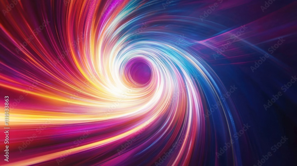 A dynamic visual of a swirling vortex of multi-colored light beams converging into a unified, glowing core A dynamic visual of a swirling vortex of multi-colored light beams converging into a unified, glowing core