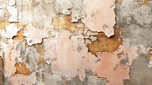 Abstract background of old yellow crumbling wall with craquelure effect