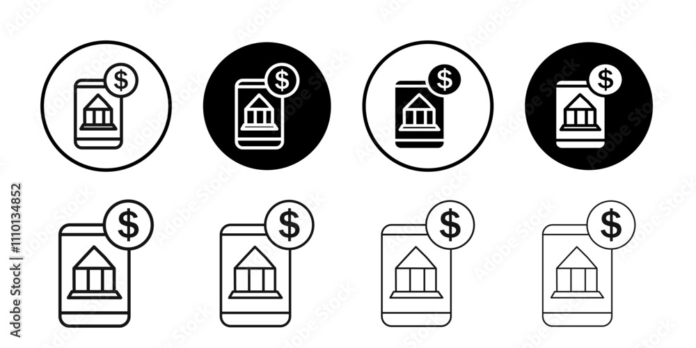 Mobile Bank icon Symbol mark in filled style Mobile Bank icon Symbol mark in filled style