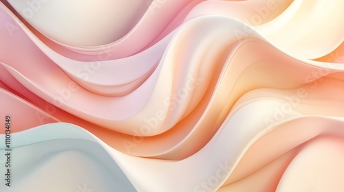 A minimalist 3D background with smooth, flowing abstract shapes in soft pastels, gracefully curving and bending