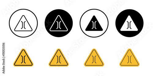 Narrow bridge ahead icon Symbol mark in filled style