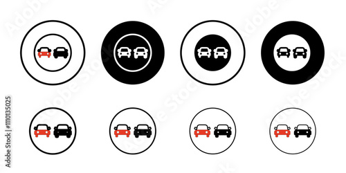 No overtaking icon Symbol mark in filled style