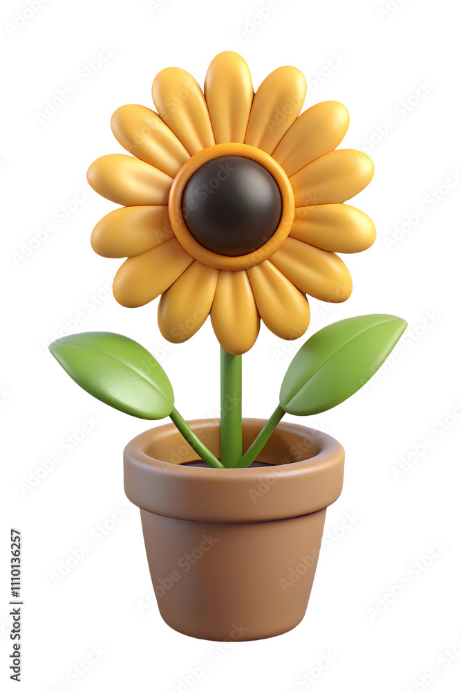 Obraz premium Colorful Sunflower in Pot Illustration Cheerful and Vibrant Bloom