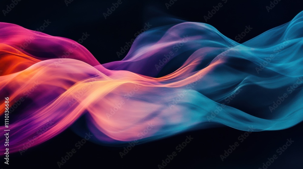 Fototapeta premium A dynamic visual of colorful abstract waves flowing together to create a cohesive, vibrant ocean on a clean, dark background