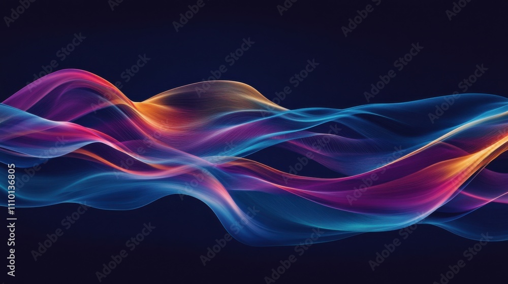 A dynamic visual of colorful abstract waves flowing together to create a cohesive, vibrant ocean on a clean, dark background A dynamic visual of colorful abstract waves flowing together to create a cohesive, vibrant ocean on a clean, dark background