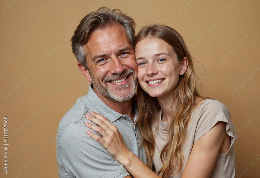 Father and daughter smile brightly Father and daughter smile brightly