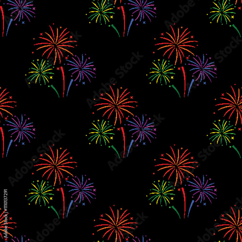 Vector illustration, cross stitch firework, fireworks, colorful fireworks, colorful fireworks effect, fireworks light, wallpaper, celebration background, new year, image for download
