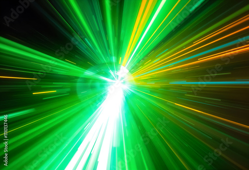 Bright green and yellow light bursts, creating a futuristic and dynamic energy, perfect for bold designs. Generative AI