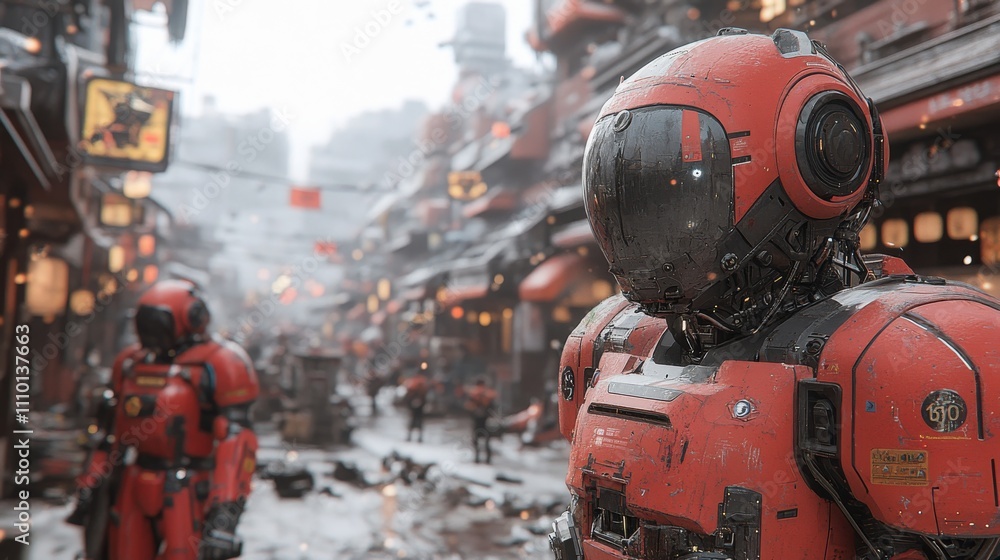 Robots in Combat: A Futuristic Battle Scene Robots in Combat: A Futuristic Battle Scene