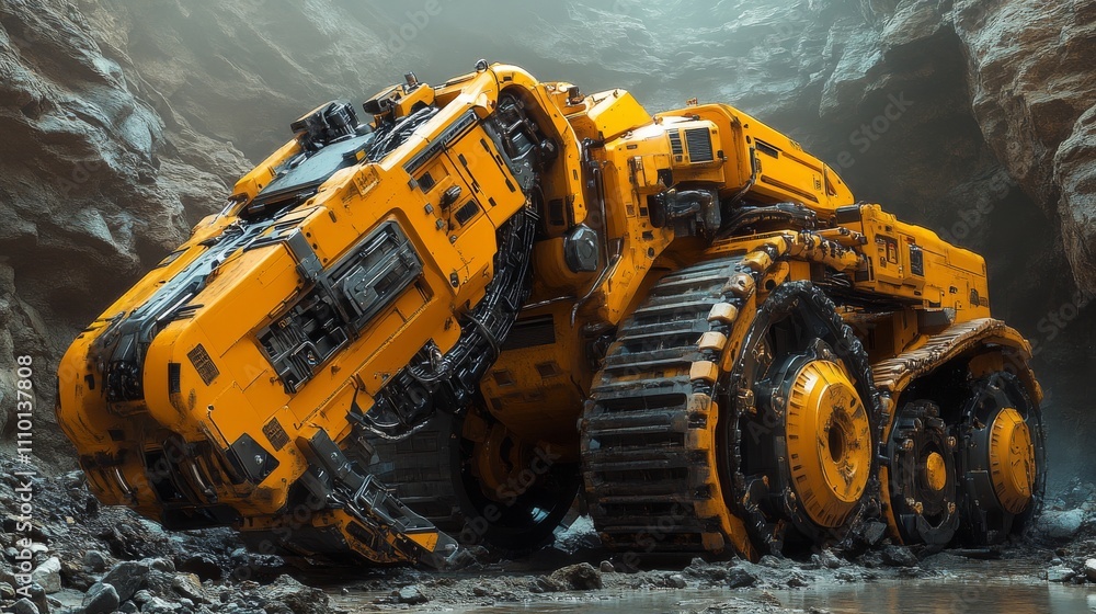 Advanced Robotic Mining Vehicle in Futuristic Setting Advanced Robotic Mining Vehicle in Futuristic Setting