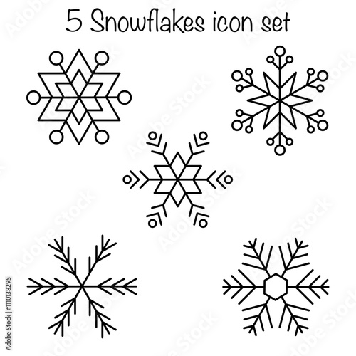 5 snowflakes icon set