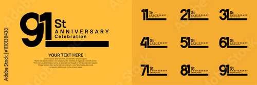 Anniversary logo set vector design, black color for celebration event