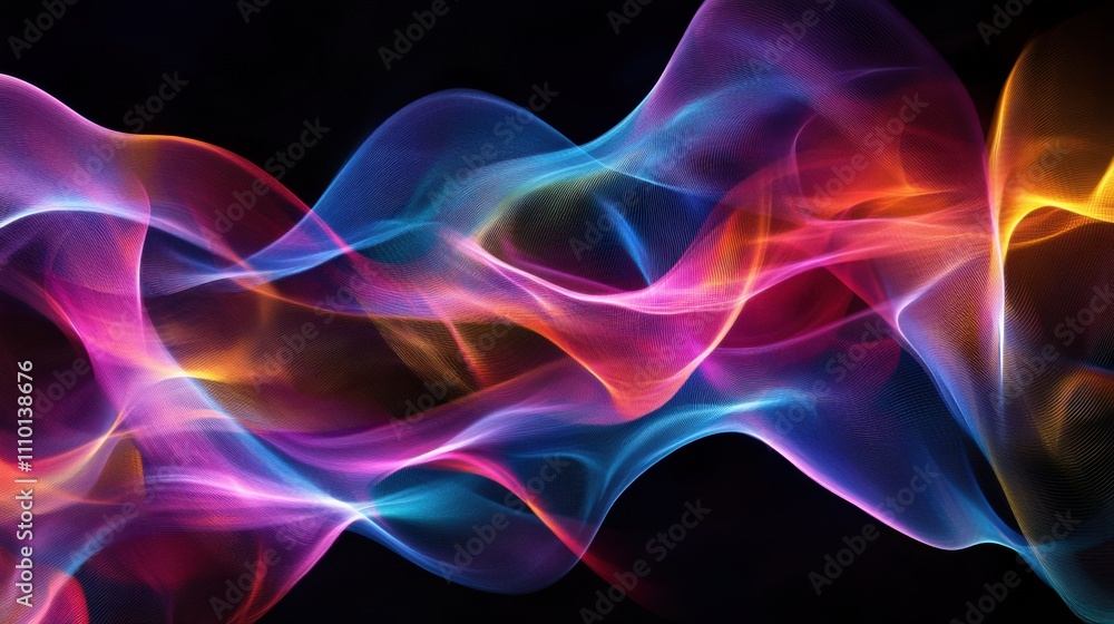 Fototapeta premium A dynamic visualization of multicolored abstract lines forming a vibrant, interconnected web on a neutral background