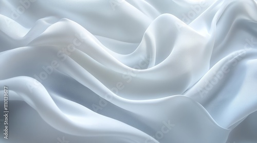 Abstract flowing white waves with subtle shadows, adding dimension to an all-white background