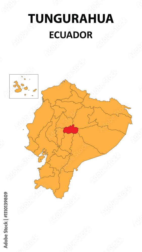 Fototapeta Tungurahua Map is highlighted on the Ecuador map with detailed state and region outlines.