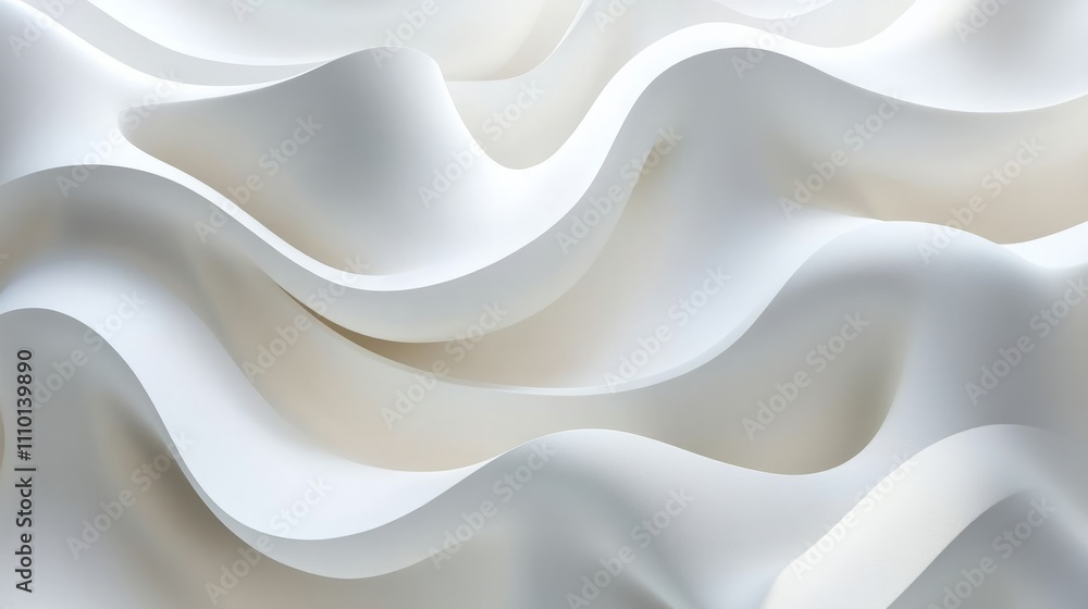 Abstract flowing white waves with subtle shadows, adding dimension to an all-white background Abstract flowing white waves with subtle shadows, adding dimension to an all-white background