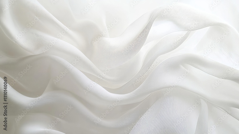 Fototapeta premium Abstract flowing white waves with subtle shadows, adding dimension to an all-white background