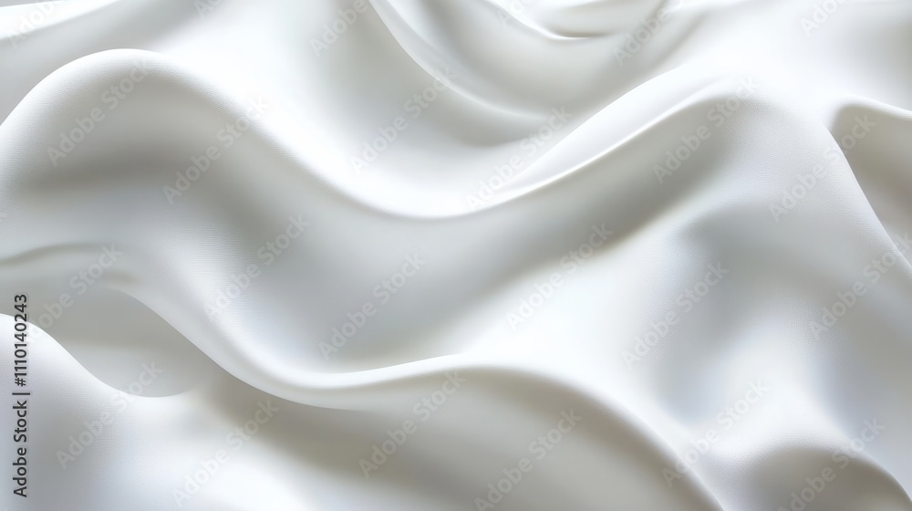 Obraz premium Abstract flowing white waves with subtle shadows, adding dimension to an all-white background