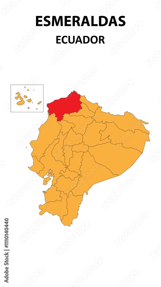 Obraz premium Esmeraldas Map is highlighted on the Ecuador map with detailed state and region outlines.