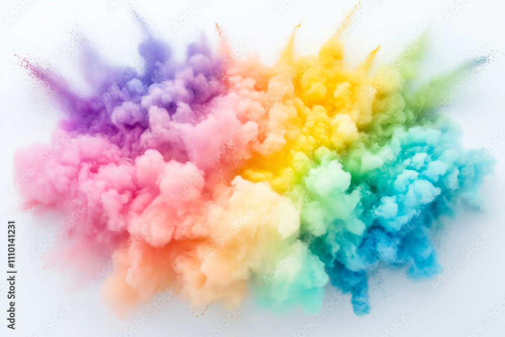 Fototapeta premium Colorful explosion of powder creates a vibrant cloud of hues in an artistic display reminiscent of festivities or celebrations